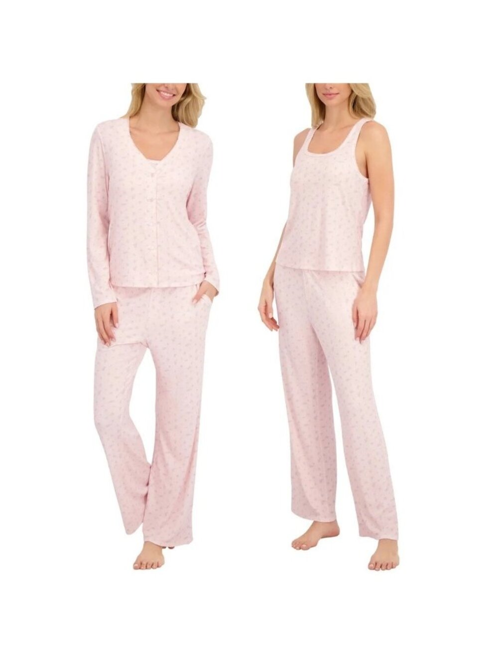 NWOT Live 2 Lounge Women's L 3-Piece Pajama Set Floral Print B1551
